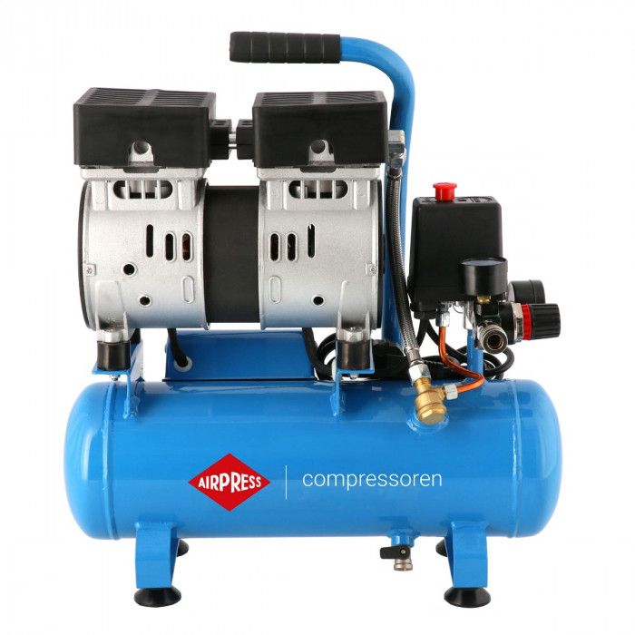 Mały kompresor bezolejowy dwutłokowy L 6-105 8 bar 0.6 KM/0.45 kW 48 l/min 6 l cichy