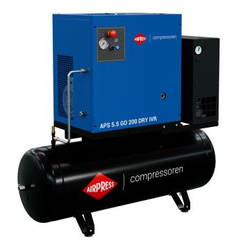 Kompresor śrubowy APS 5.5 GO 200 Combi Dry IVR 5.5 KM / 4 kW 10 bar 498 l/min 200 l Kompresor śrubowy APS 5.5 GO 200 Combi Dry IVR 5.5 KM / 4 kW 10 bar 498 l/min 200 l