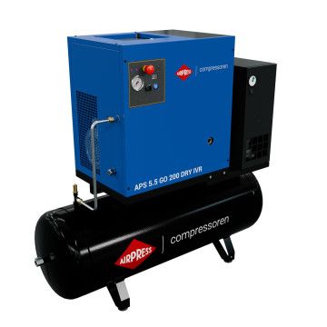 Kompresor śrubowy APS 5.5 GO 200 Combi Dry IVR 5.5 KM / 4 kW 10 bar 498 l/min 200 l