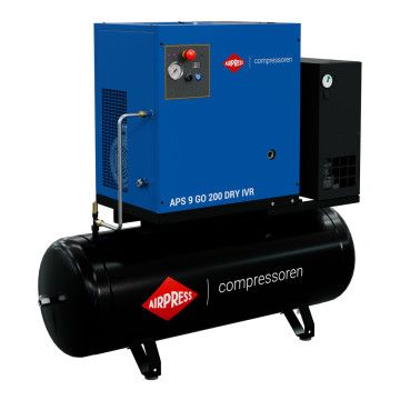 Kompresor śrubowy APS 9 GO 200 Combi Dry IVR 10 KM / 7.5 kW 10 bar 848 l/min 200 l Kompresor śrubowy APS 9 GO 200 Combi Dry IVR 10 KM / 7.5 kW 10 bar 848 l/min 200 l