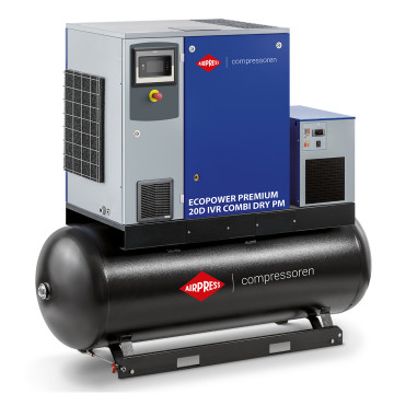 Kompresor śrubowy EcoPower Premium 20D IVR Combi Dry PM 13 bar 20 KM/15 kW 672 - 3000 l/min 500 l