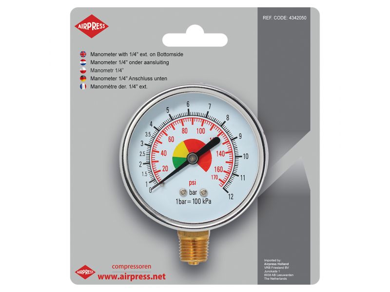 Manometr 63 Mm 1/4" 0-12 Bar - Przyłącze Dolne